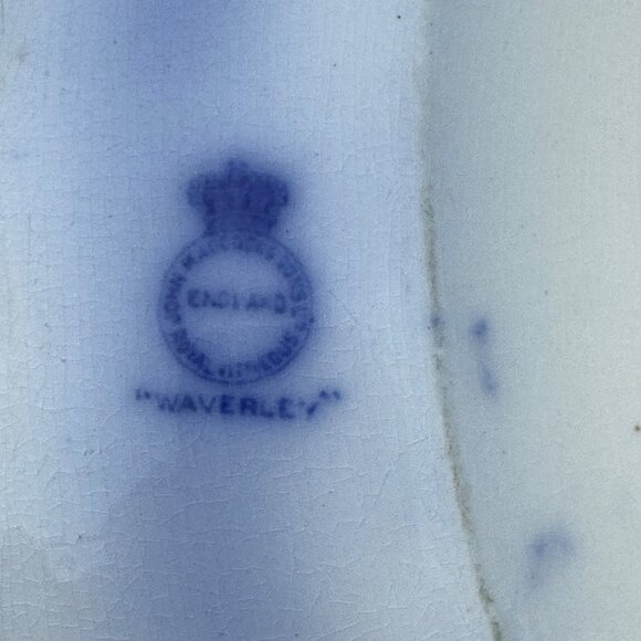 1896-1906 John Maddock & Sons Waverley Flow Blue Oval Serving Platter 12.5" Rare - Picture 3 of 16